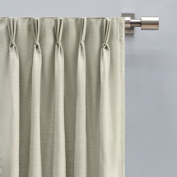 Ricardo Grasscloth 2/Way Pinch Pleated w/Back Tabs Pair 100x84 Silver Sage